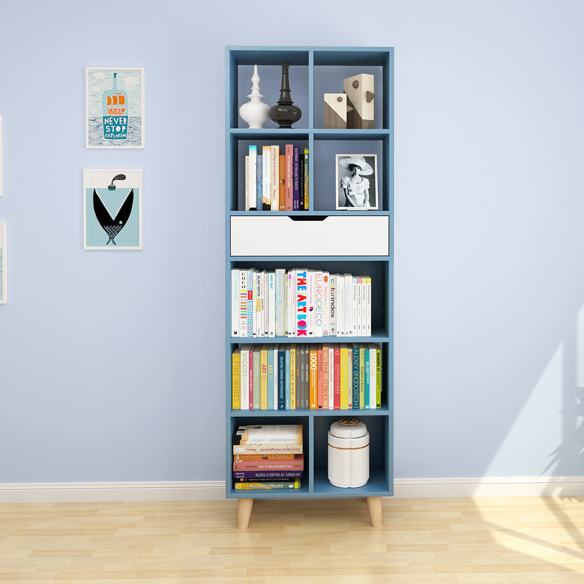 北欧书柜书架置物架简约现代儿童简易书架落地卧室创意组合小书柜