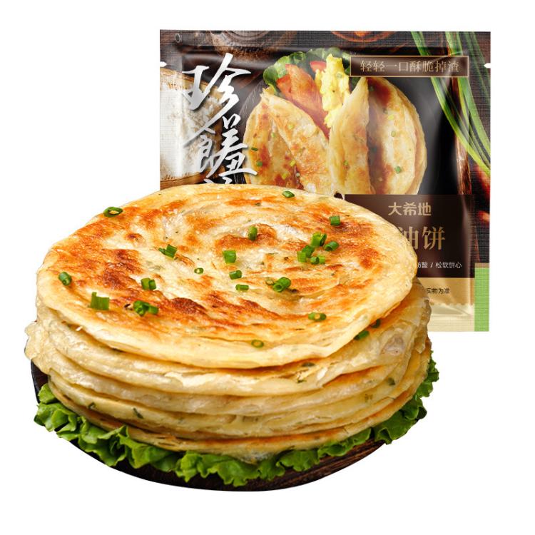 大希地 原味手抓饼早餐半成品葱油饼煎饼速食儿童面饼皮1kg含番茄酱共50g