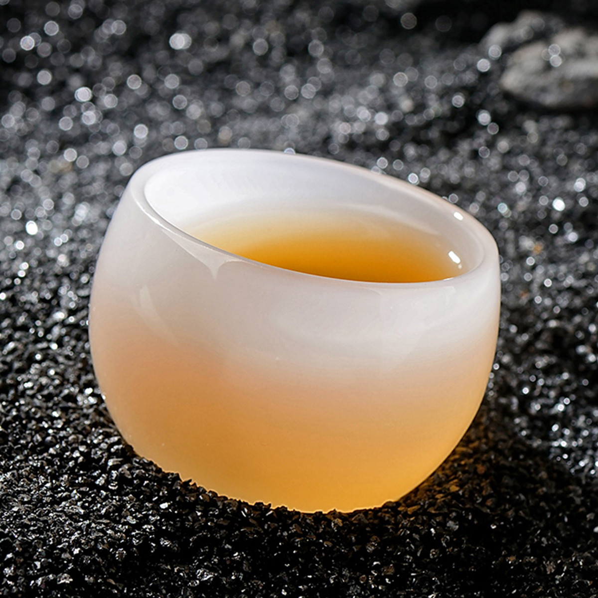 琉璃玉白瓷茶杯功夫喝茶杯 玻璃杯子家用茶具镶银茶盏茶碗建盏主人杯