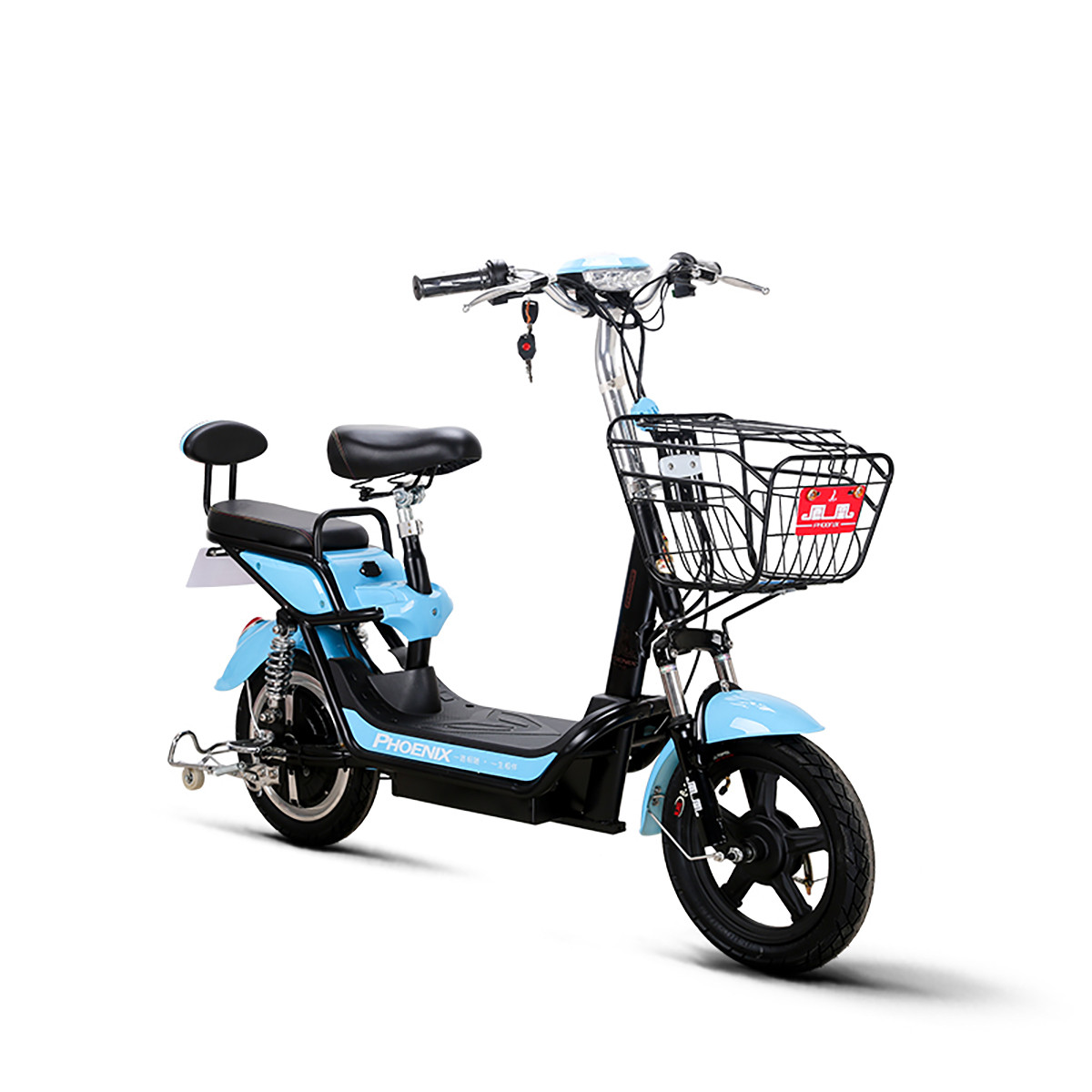 凤凰电动车350w电机14寸男女踏板车轻巧型代步电瓶车