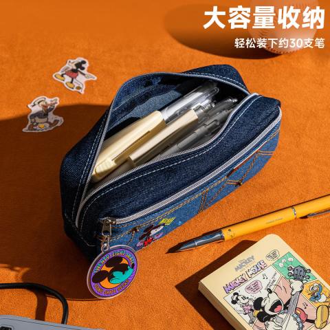 迪士尼 笔袋小学生文具盒男童米奇复古高颜值耐脏大容量铅笔袋简约文具袋 图片 4