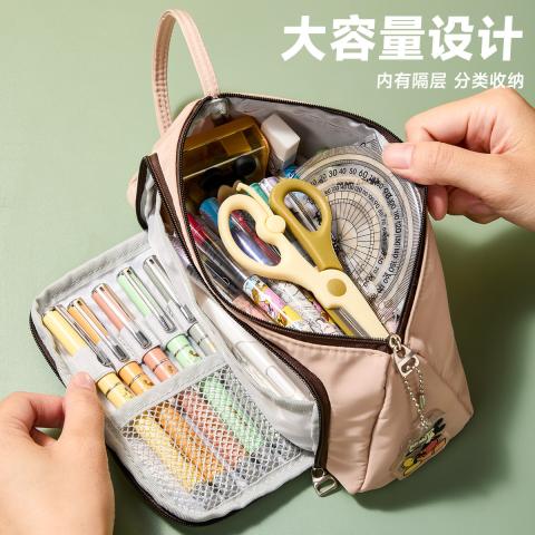 迪士尼 笔袋文具盒帆布笔袋大容量小学生简约时尚多功能铅笔盒 图片 3