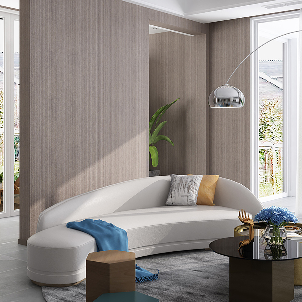 米素 灰色壁纸简约现代客厅背景墙壁纸卧室素色墙纸书房 芮丝