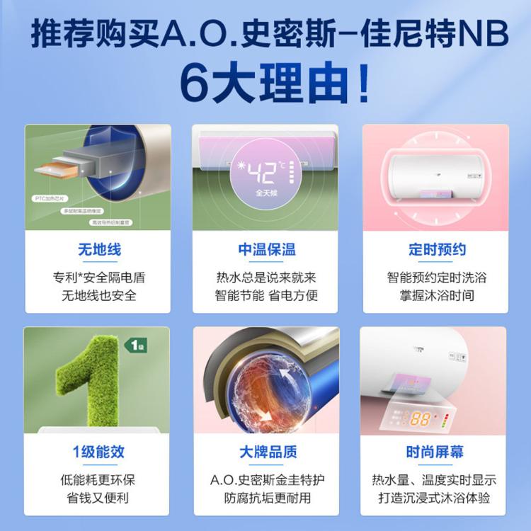 佳尼特 史密斯佳尼特速热电热水器NB家用无地线60升80升