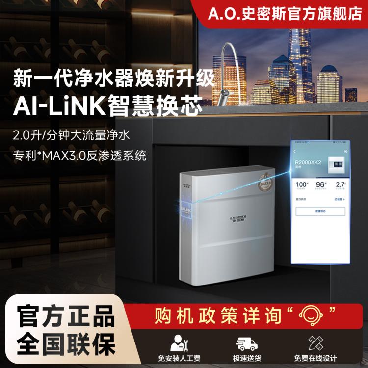 A.O.SMITH 史密斯净水器家用专利4年RO膜反渗透3:1高水效直饮净水机