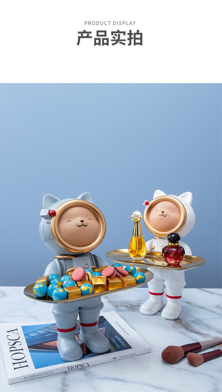 创意太空猫可爱酒柜装饰品摆件家居饰品个性玄关钥匙收纳乔迁礼品