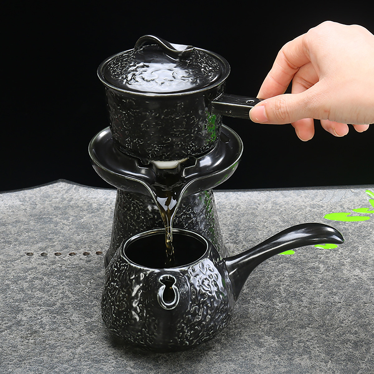 唐仙懒人泡茶半自动茶具整套家用泡茶器陶瓷茶杯茶壶简约喝茶茶具套装