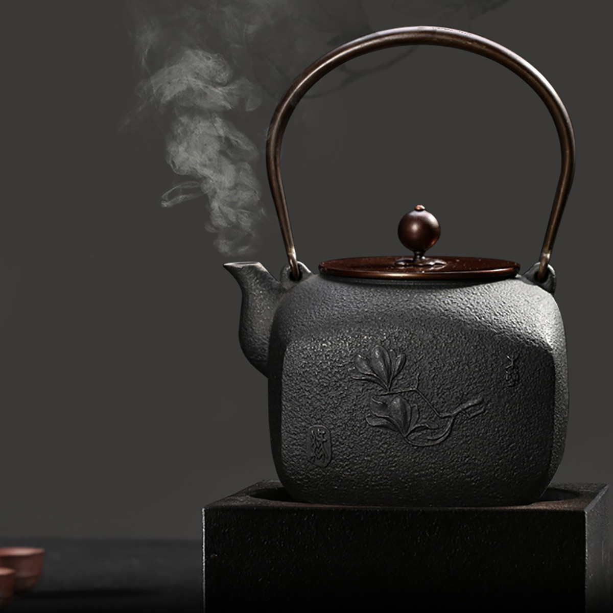 提梁单个铁壶电陶炉烧水壶铸铁煮水泡茶器禅意茶具家用铁茶壶