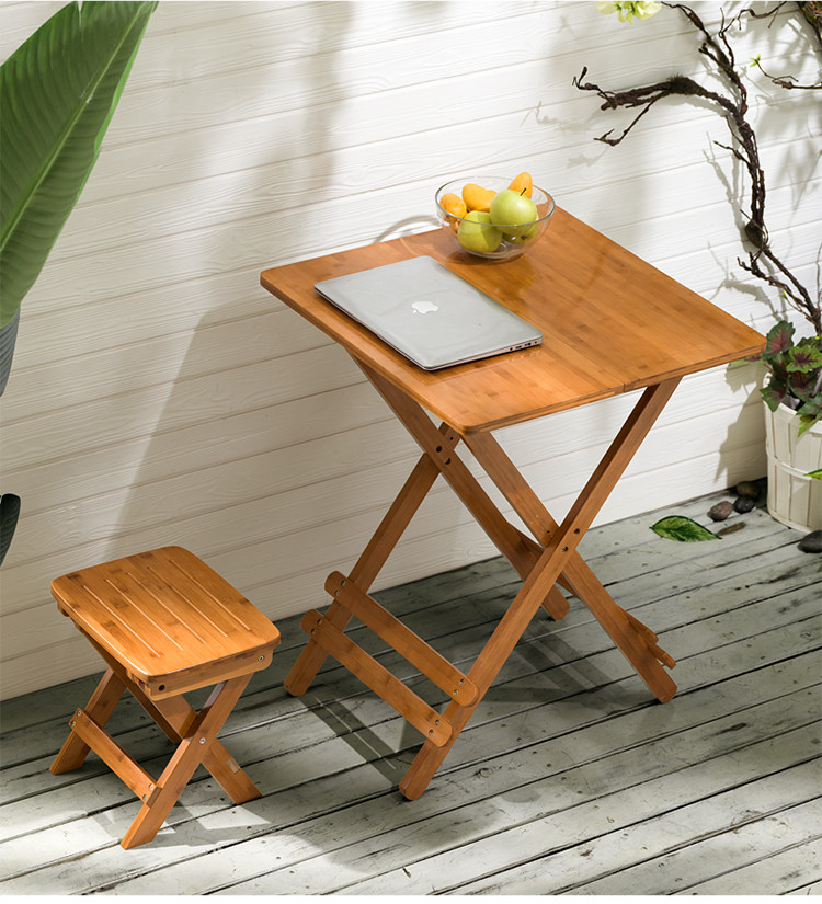 可折叠桌子吃饭桌便携楠竹实木小户型方桌简约餐桌家用休闲