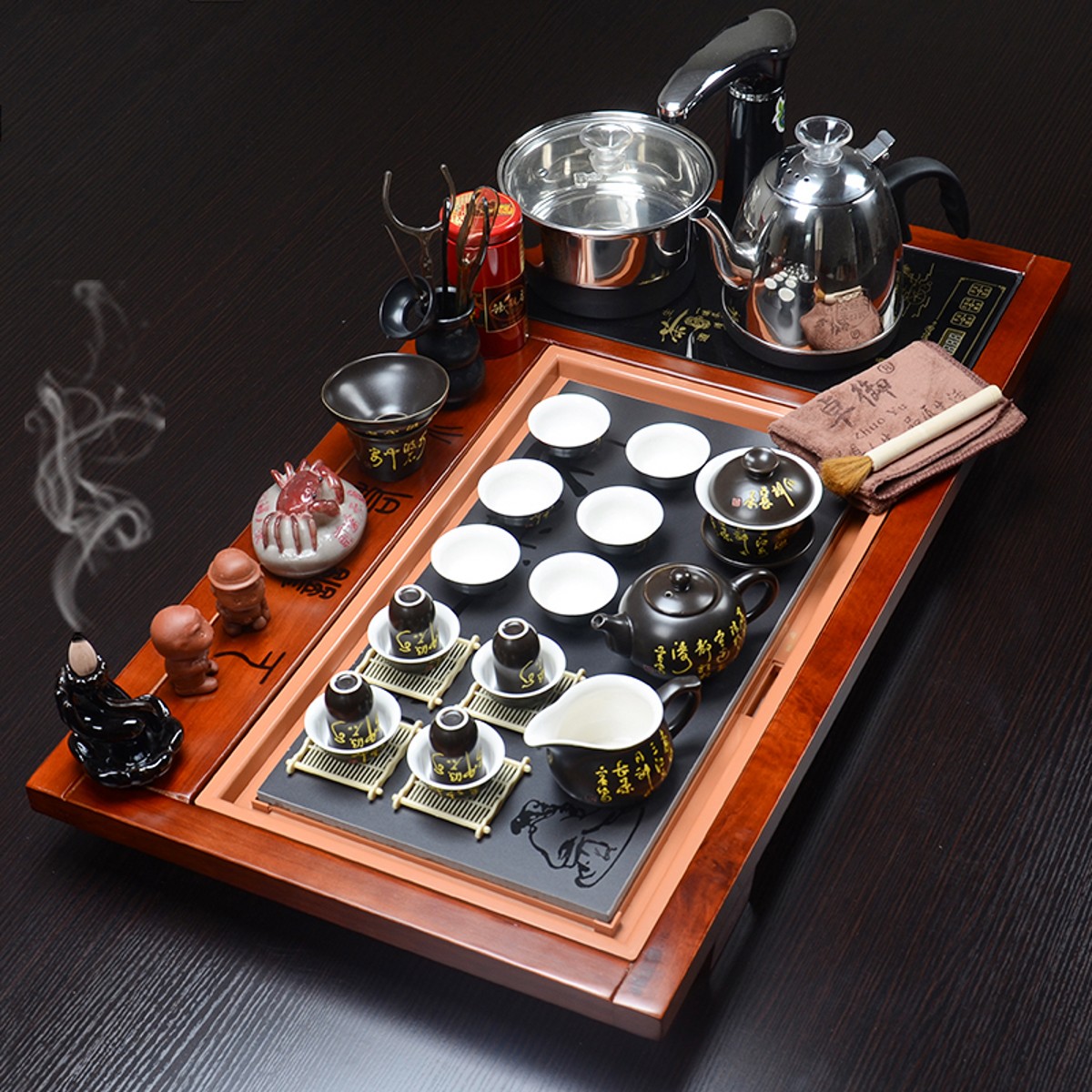 功夫茶具套装茶盘全自动四合一整套紫砂冰裂办公家用茶海茶台上善若水