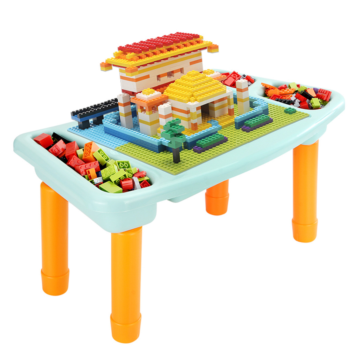 儿童兼容乐高积木桌子多功能拼装玩具3-6周岁女孩4男孩游戏桌