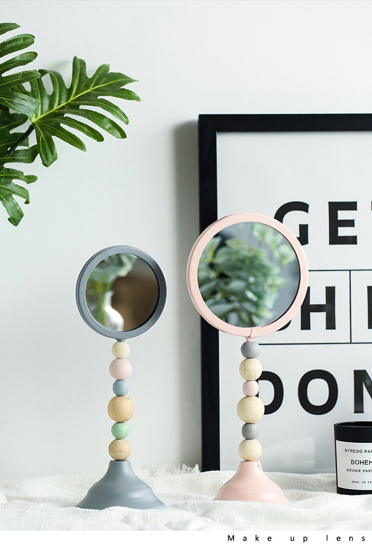 ins风少女心梳妆台镜子摆件客厅卧室床头柜化妆台桌面摆设立体镜子小