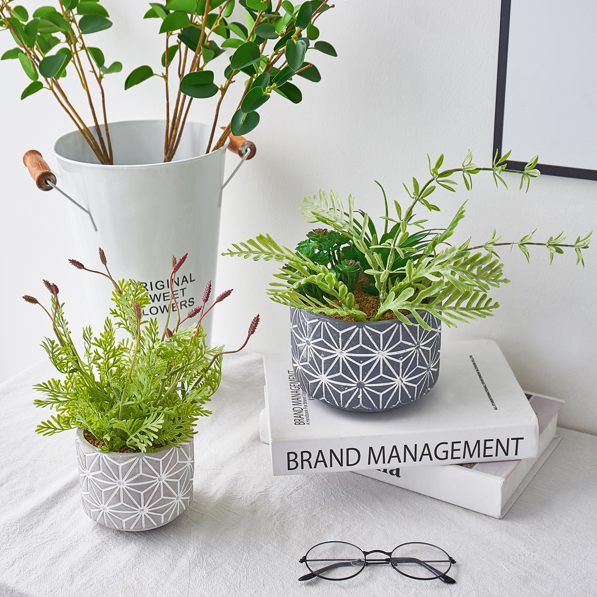 创意家居客厅办公室书桌装饰品摆设阳台奶茶店蕨类植物盆栽落地摆设