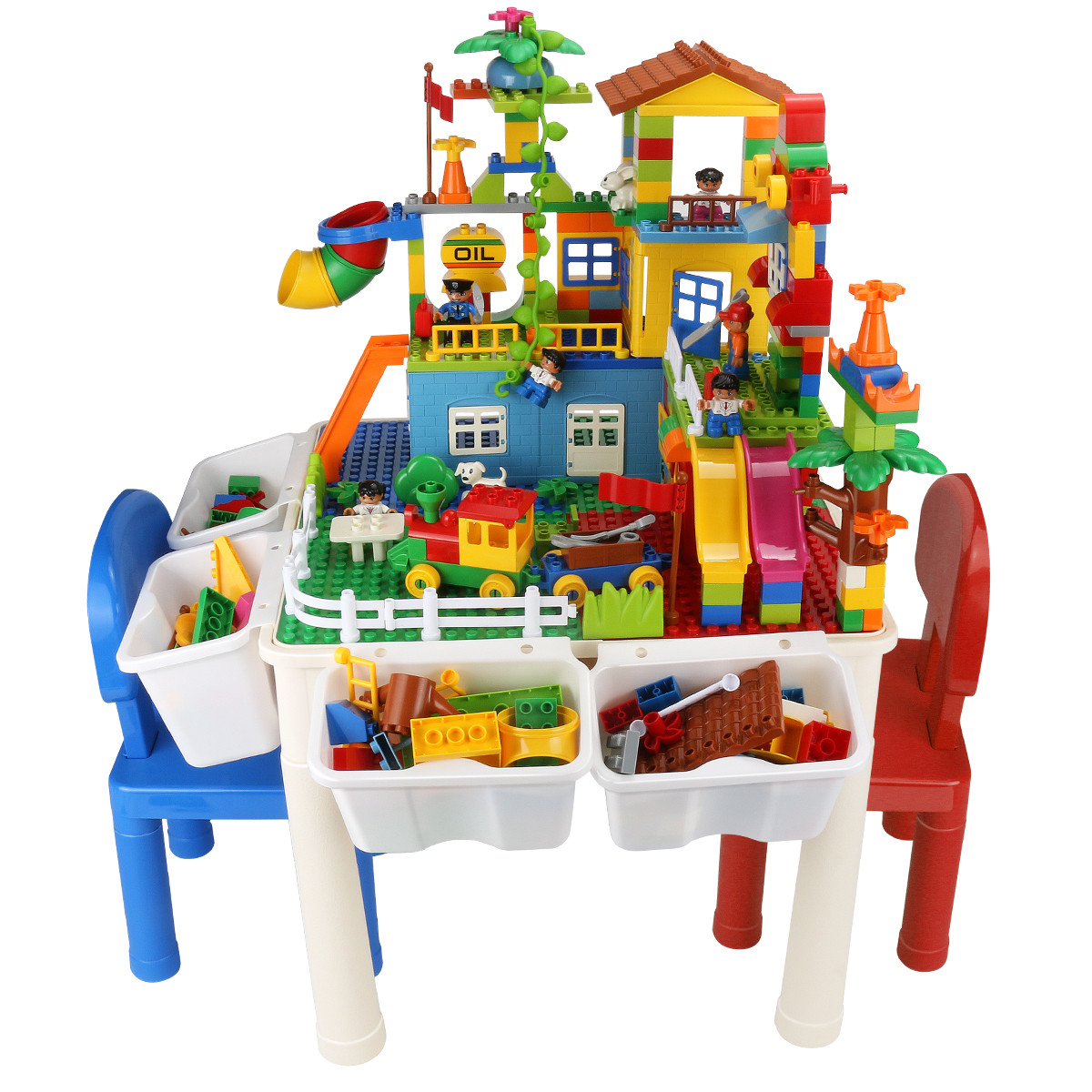 多功能积木桌儿童积木拼装玩具益智收纳男孩子3-5-6岁兼容乐高女孩