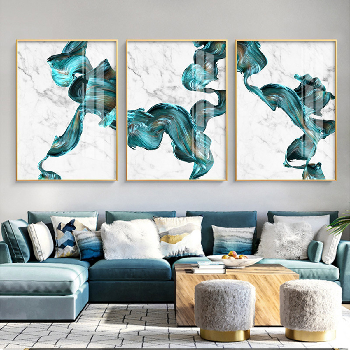 后现代简约客厅卧室三联画北欧沙发背景墙装饰画抽象极简壁画挂画