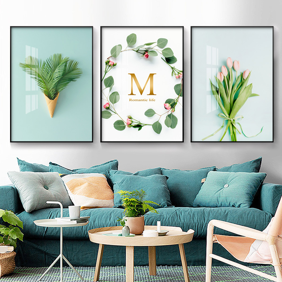 北欧小清新客厅餐厅沙发背景墙面挂画现代简约卧室床头壁画田园风