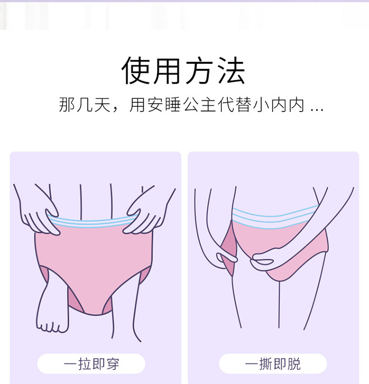 奈丝公主经期裤夜用型卫生巾姨妈巾女夜安裤安睡安心裤2片/袋6袋