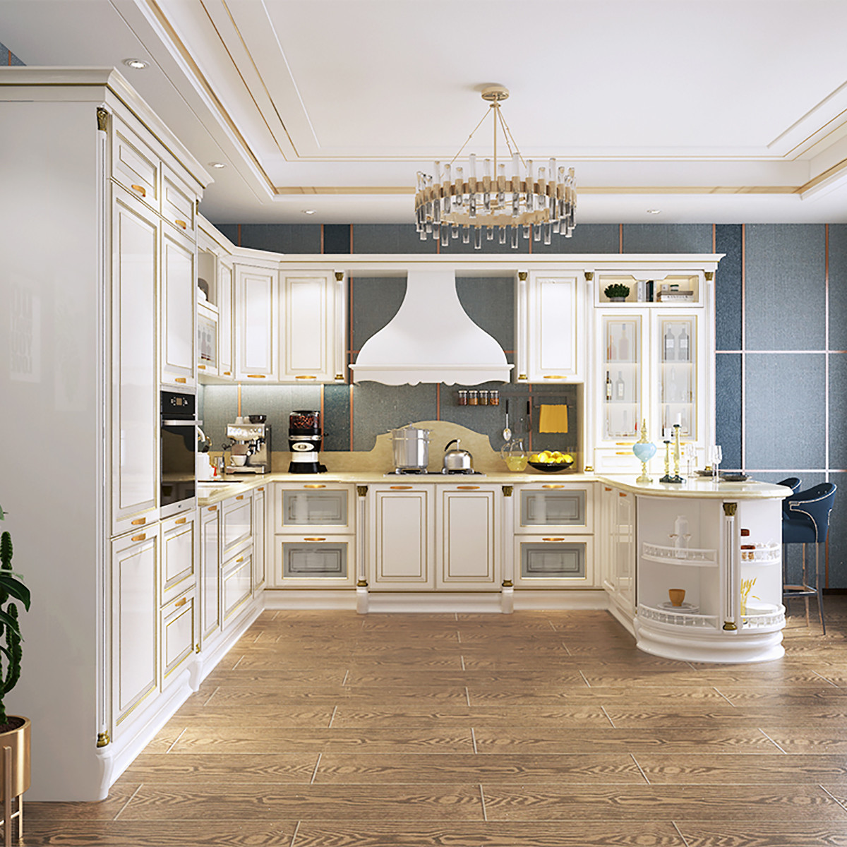 橱柜整体橱柜厨房定制石英石台面欧式橱柜圣卡罗系列特权定金