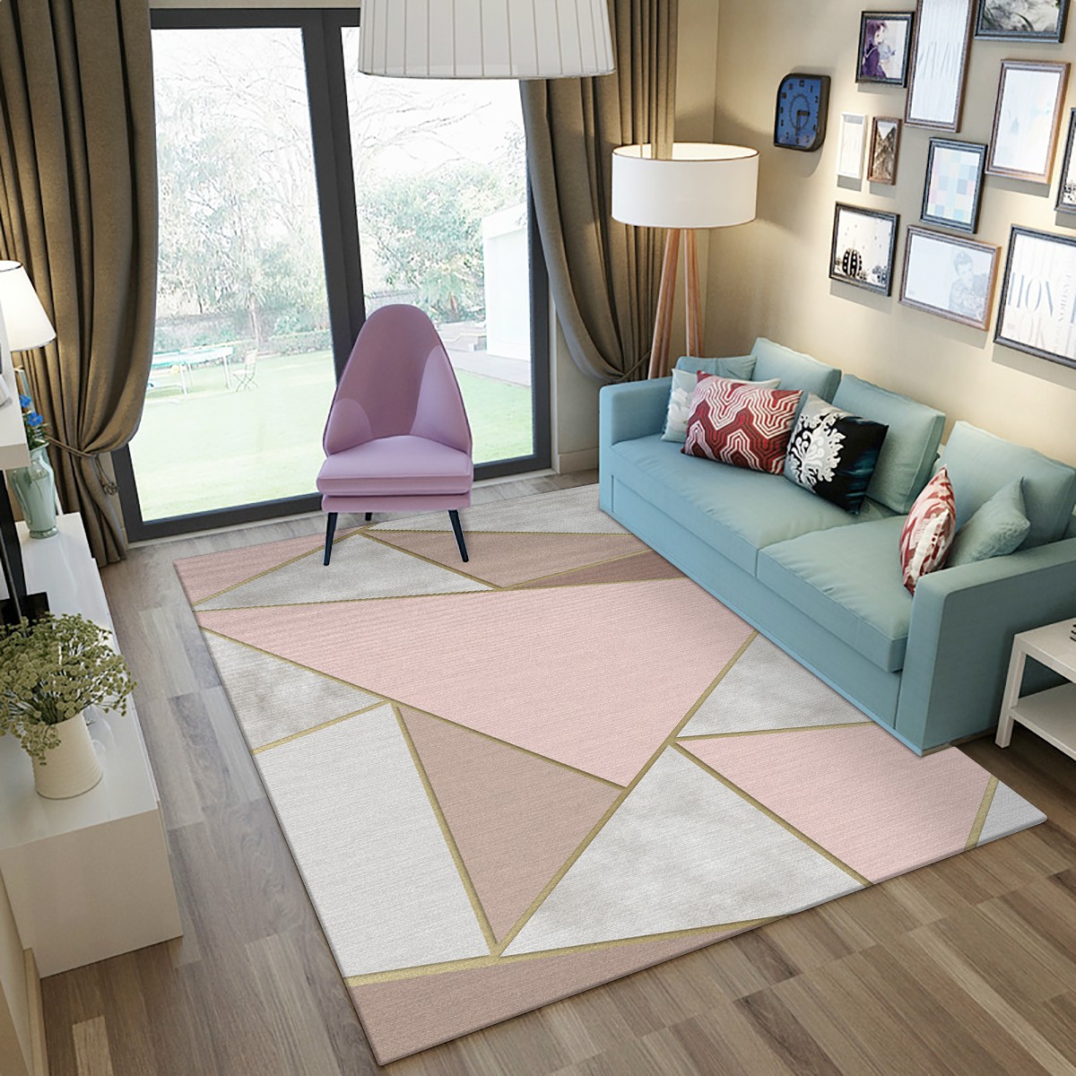 金柠檬 客厅时尚地毯几何现代简约沙发茶几垫北欧长方形美式定制