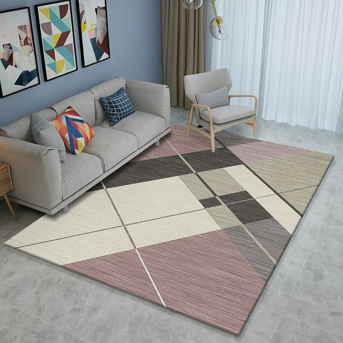 金柠檬 客厅时尚地毯几何现代简约沙发茶几垫北欧长方形美式定制