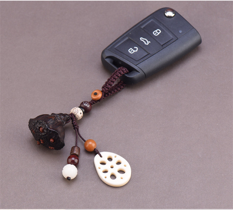 个性原创钥匙挂件黑檀木莲蓬链汽车复古挂坠饰品男女款简约钥匙扣