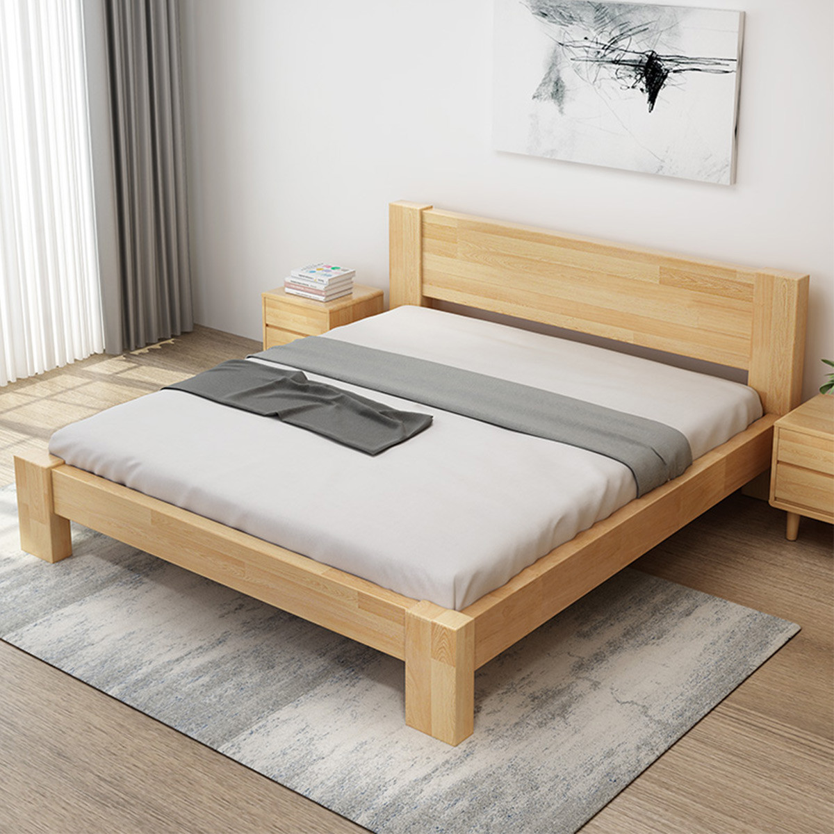 周家庄 粗腿巨无霸纯实木床 日式风格坚固耐用双人大脚特价床