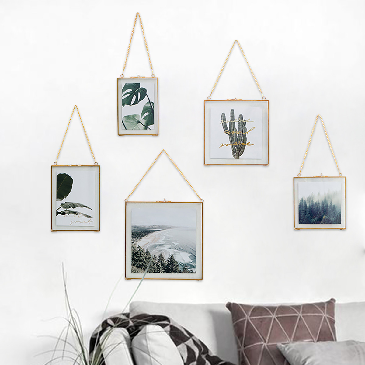 北欧铁艺玻璃相框挂饰摆件家居室内房间卧室墙上挂件饰品创意墙软面