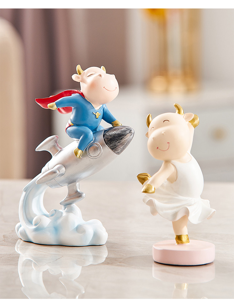 萌趣卡通牛气冲天系列摆件创意书房卧室家居装饰时尚工艺饰品摆设