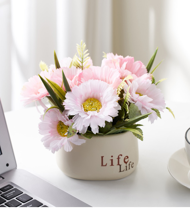 韩式陶瓷仿真花盆栽摆设书桌窗户阳台创意家居装饰品时尚花艺摆件