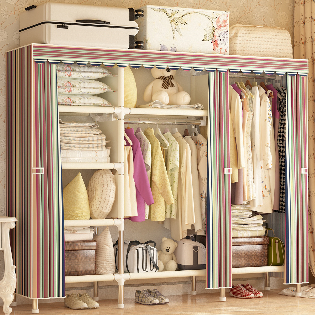 乐爱家简易衣柜钢管加粗加固26mm大容量2.