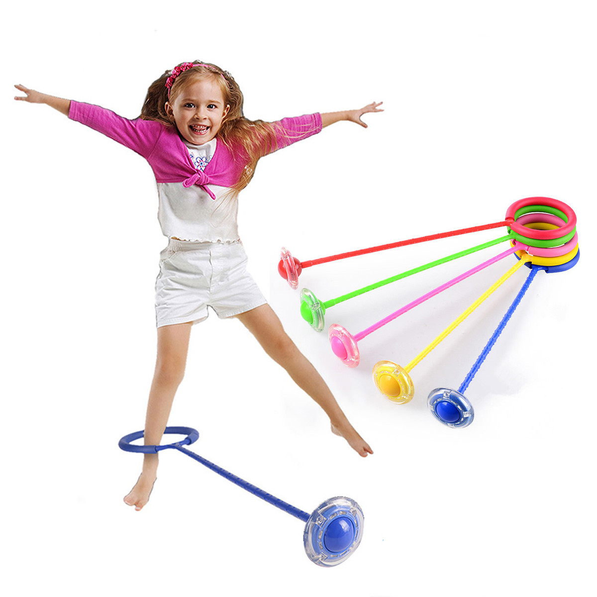 儿童男女弹力甩球跳跳球玩具蹦蹦球旋转跳环圈单脚环甩腿成人健身球