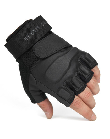 男黑鹰半指战术手套军迷露指作战手套户外特工作训特种兵