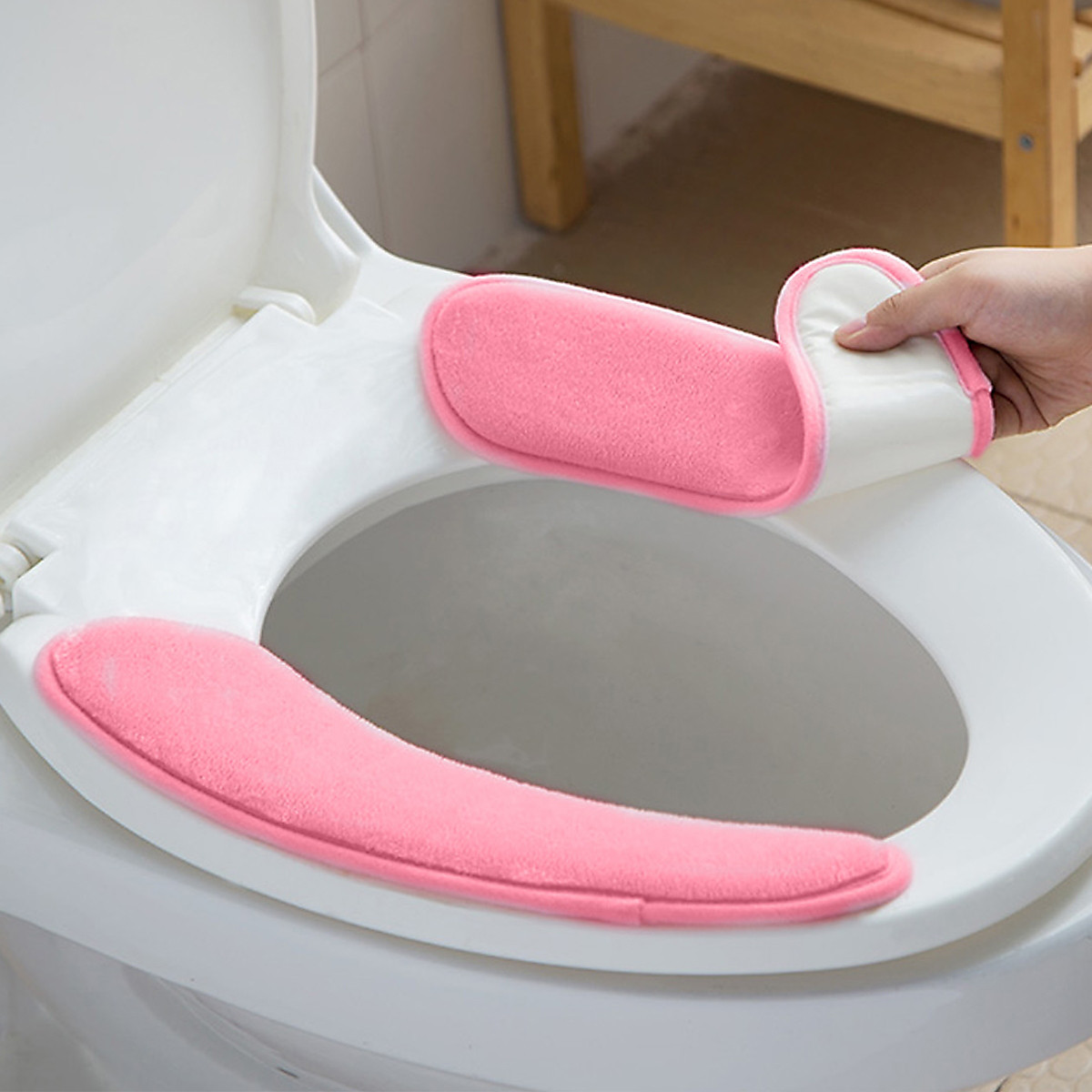 2双 法兰绒保暖粘贴式马桶垫 马桶圈马桶套马桶垫
