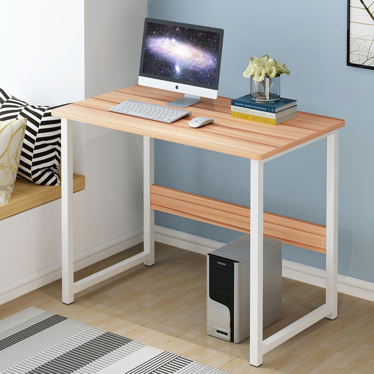 电脑桌 台式家用书桌钢木写字台宿舍办公桌笔记本学习桌