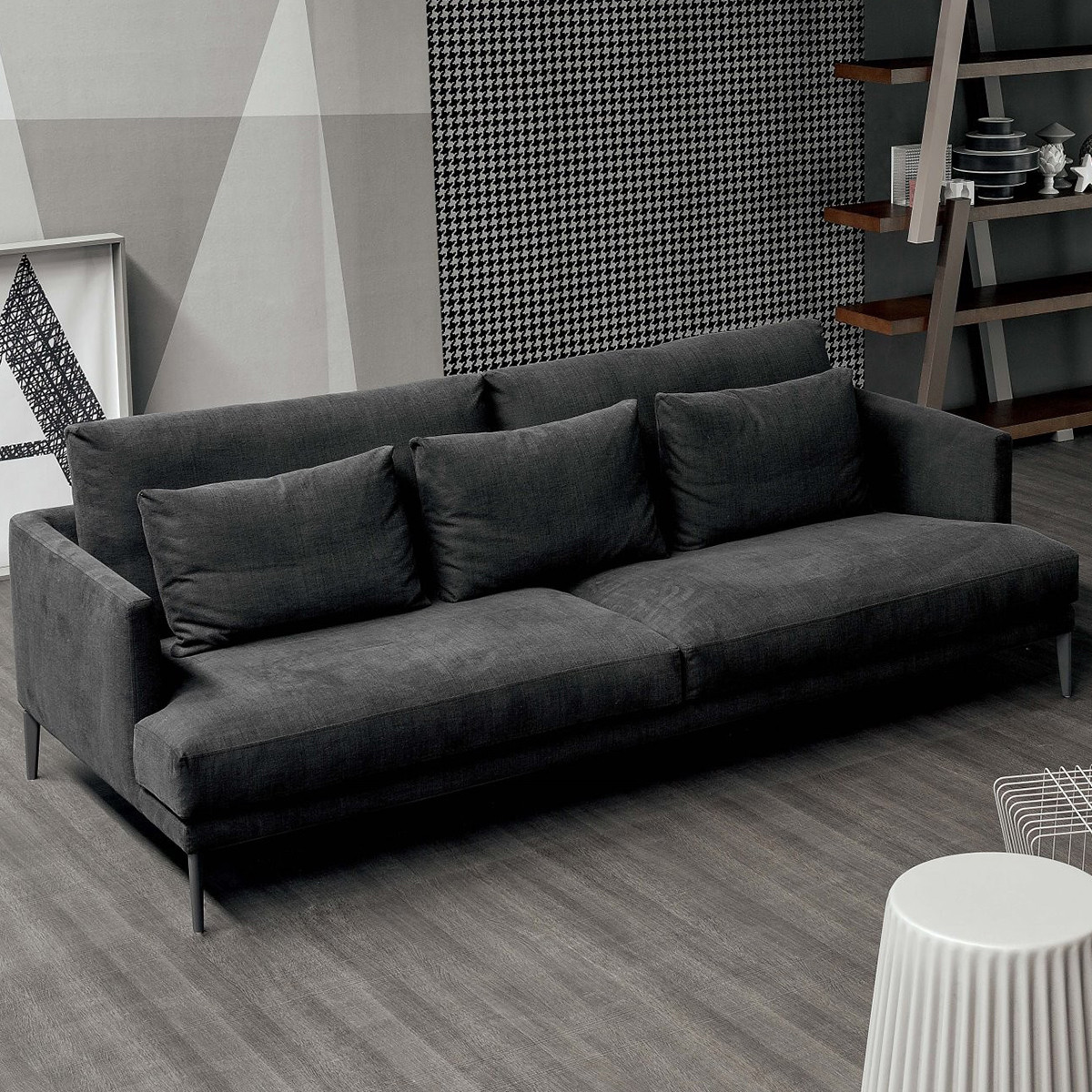 布艺沙发小户型客厅整装组合双人三人现代简约羽绒沙发color黑色