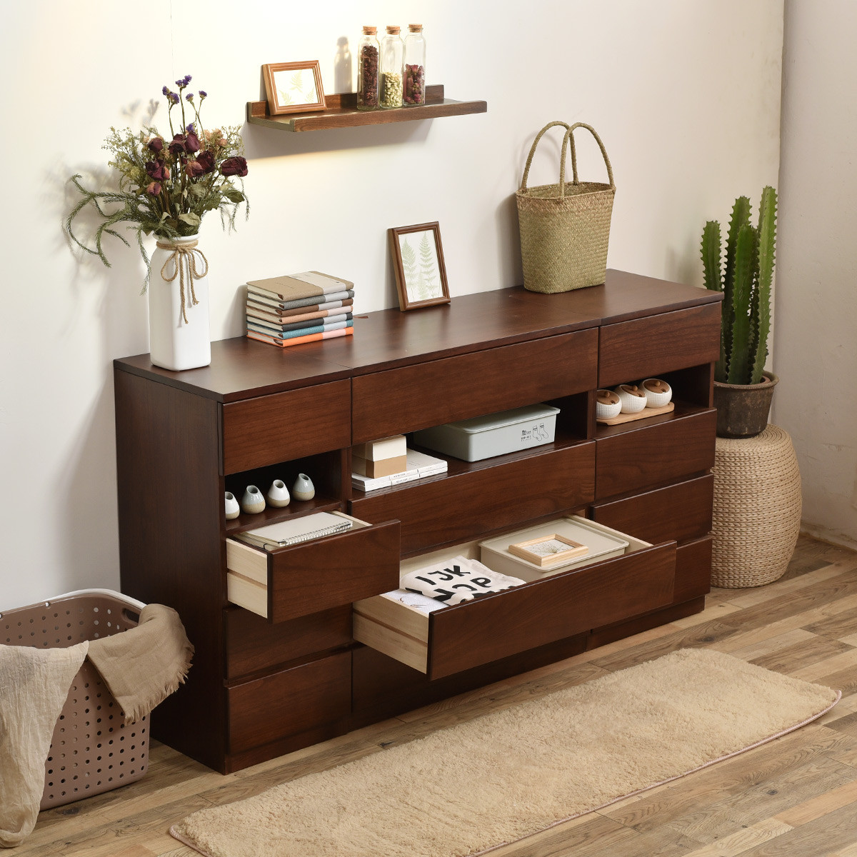 斗柜实木柜简约现代卧室收纳柜子抽屉式带锁文件柜小户型整装