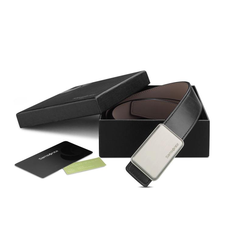 新秀丽 男士皮带青年平滑扣裤带经典时尚轻奢板扣腰带 BW5