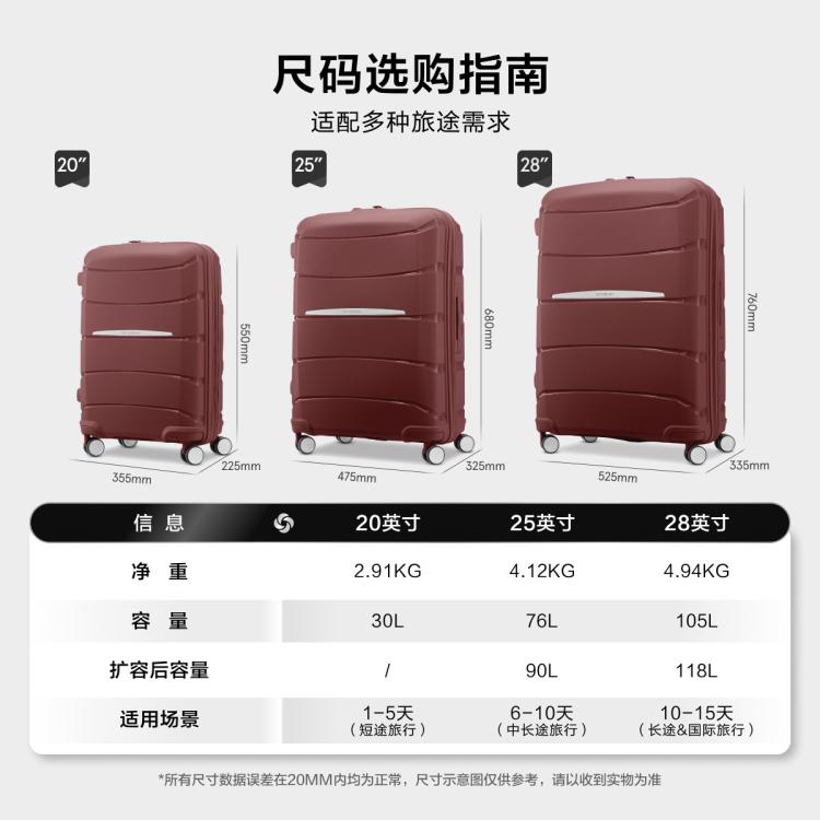 新秀丽 【轻便抗压】都市商务风大牌拉杆箱轻量通勤出差旅行箱 QM4