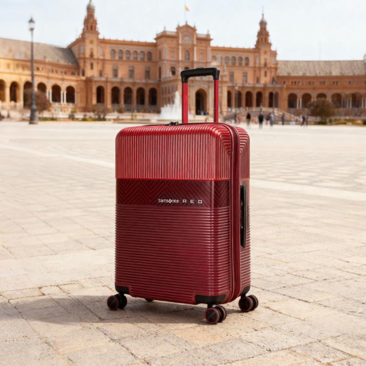 新秀丽 【时尚条纹】大容量拉杆箱男女旅行箱轻便红色旅行箱婚嫁箱 GN0