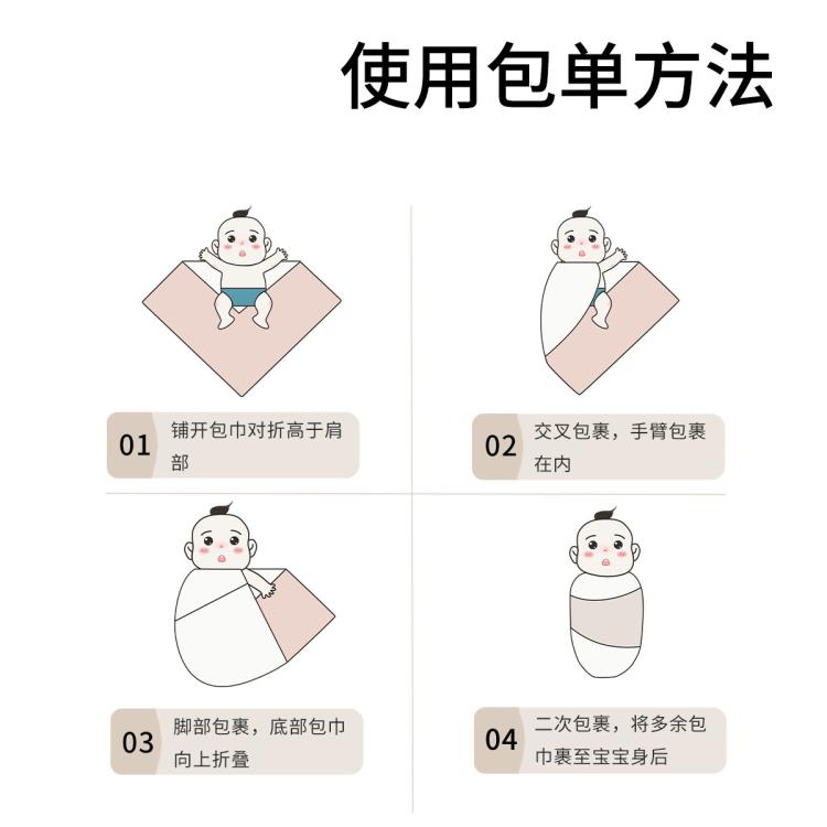 圣贝恩 【2条】包单婴儿纯棉包被初生襁褓抱被包巾新生儿产房a类母婴用品