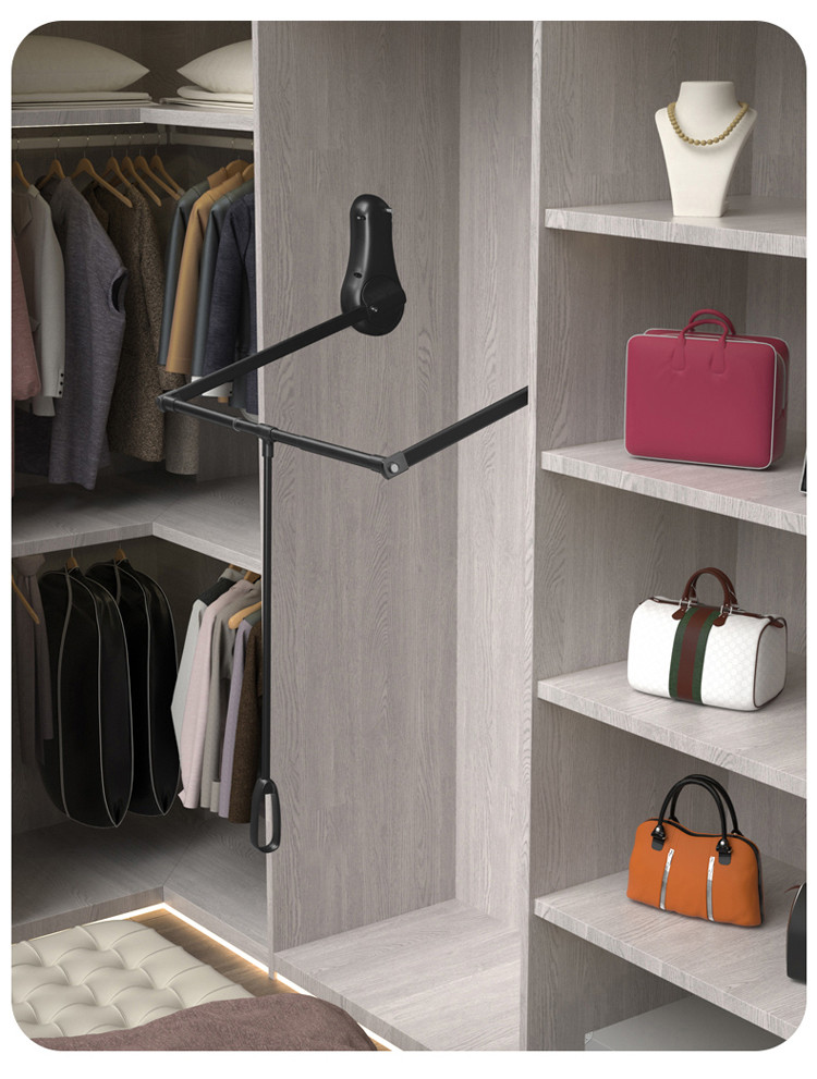 卡贝衣帽间下拉式挂衣杆衣橱挂衣架拉杆升降伸缩衣通器衣柜内配件