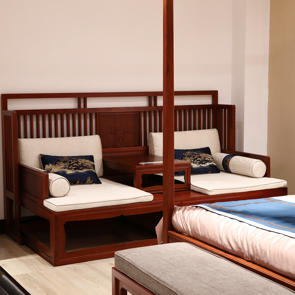 双宿 红木家具新中式非洲花梨木实木客厅卧室罗汉床 沙发床