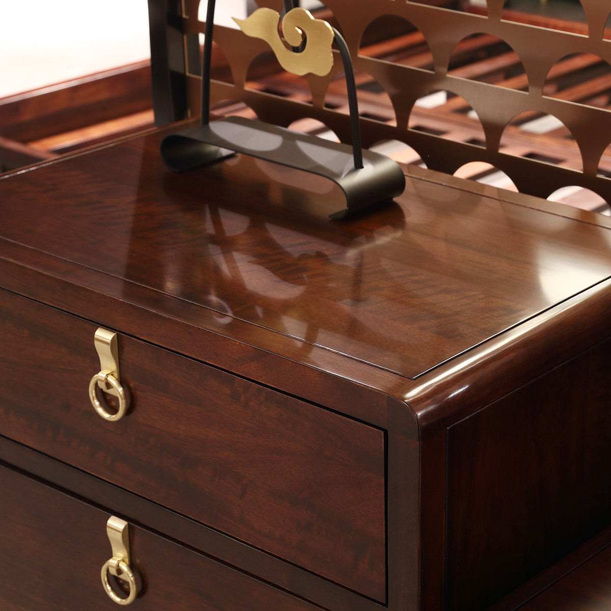 双宿 酸枝色明清古典中式非洲黄檀实木客厅卧室三斗柜四斗储物柜