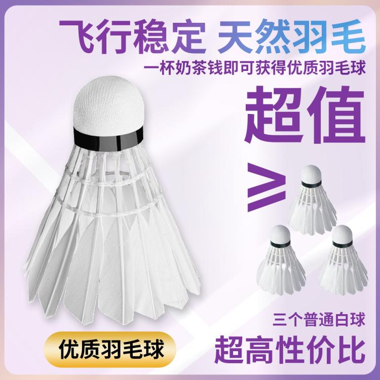 匹克 【飞行稳定】羽毛球耐打王不易打烂鸭毛室外比赛套装训练用球