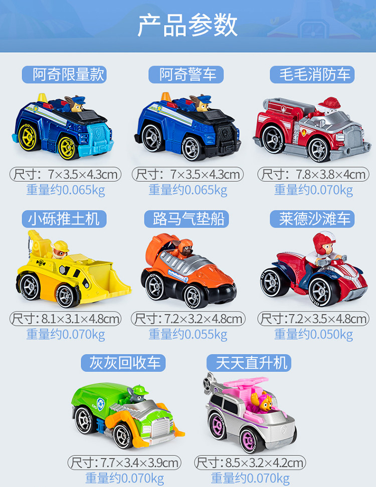 汪汪队合金救援玩具车手办狗狗巡逻队玩具男孩玩具生日礼物