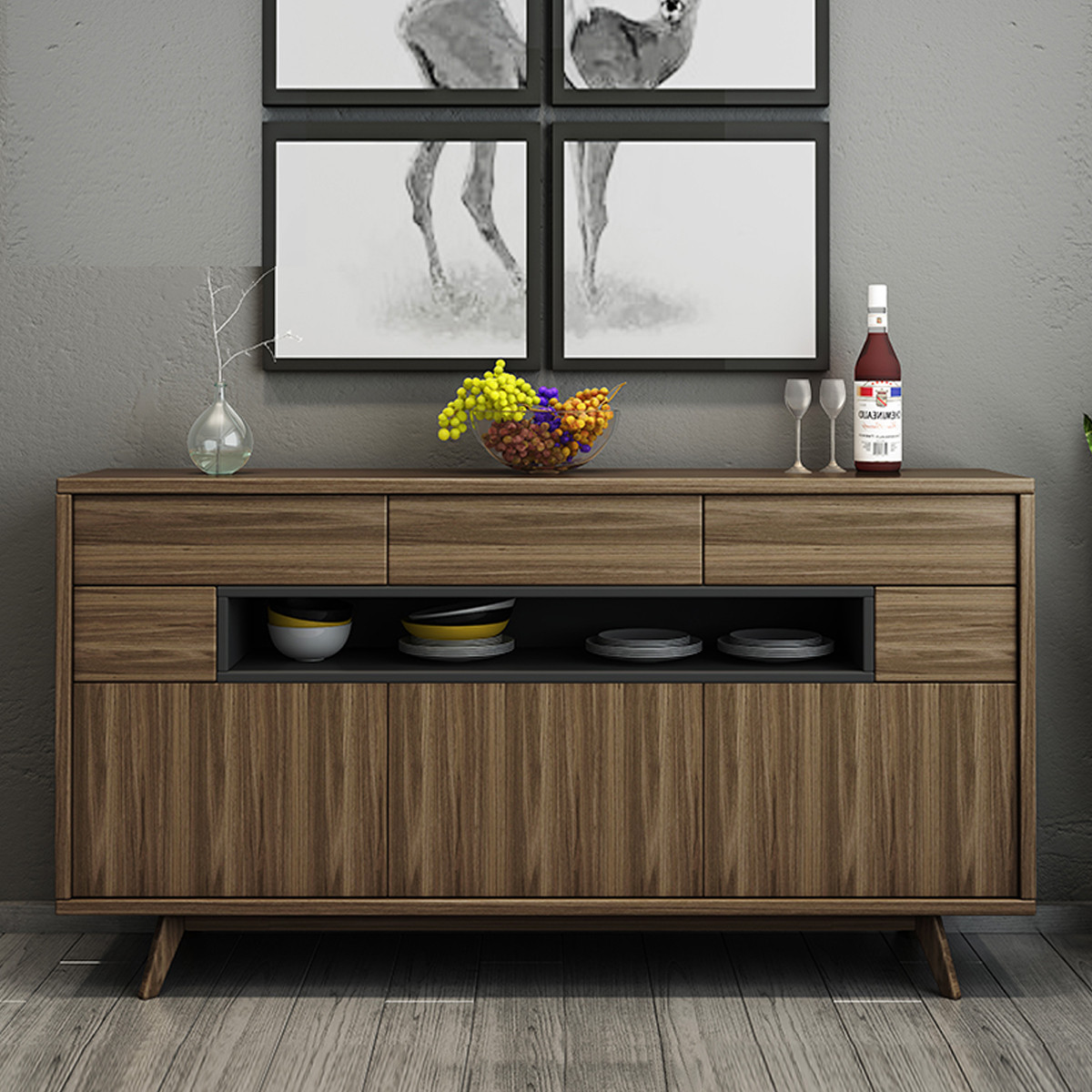 现代简约餐边柜板式北欧小户型家用带抽屉储物柜厨房收纳柜长方形餐厨