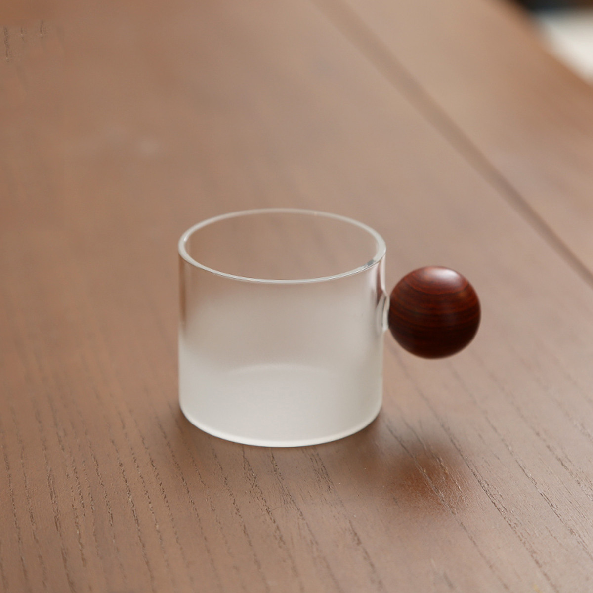 耐热磨砂玻璃杯 茶杯 黑檀木把杯子 创意小杯 品茗杯功夫茶具