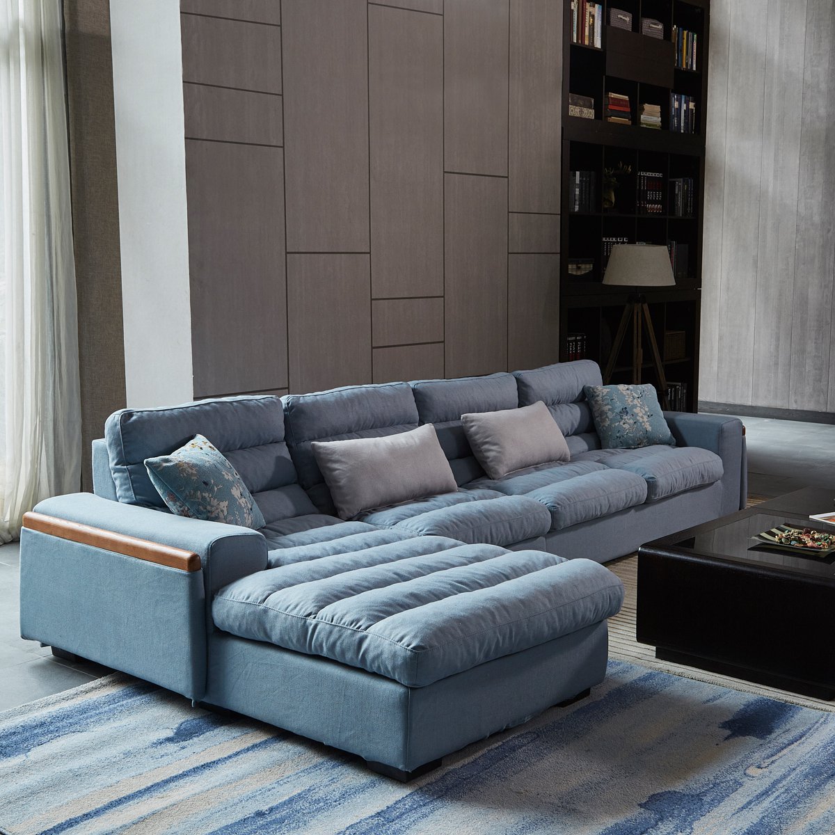 北欧沙发大小户型乳胶布艺沙发三人位组合客厅整装家具 915