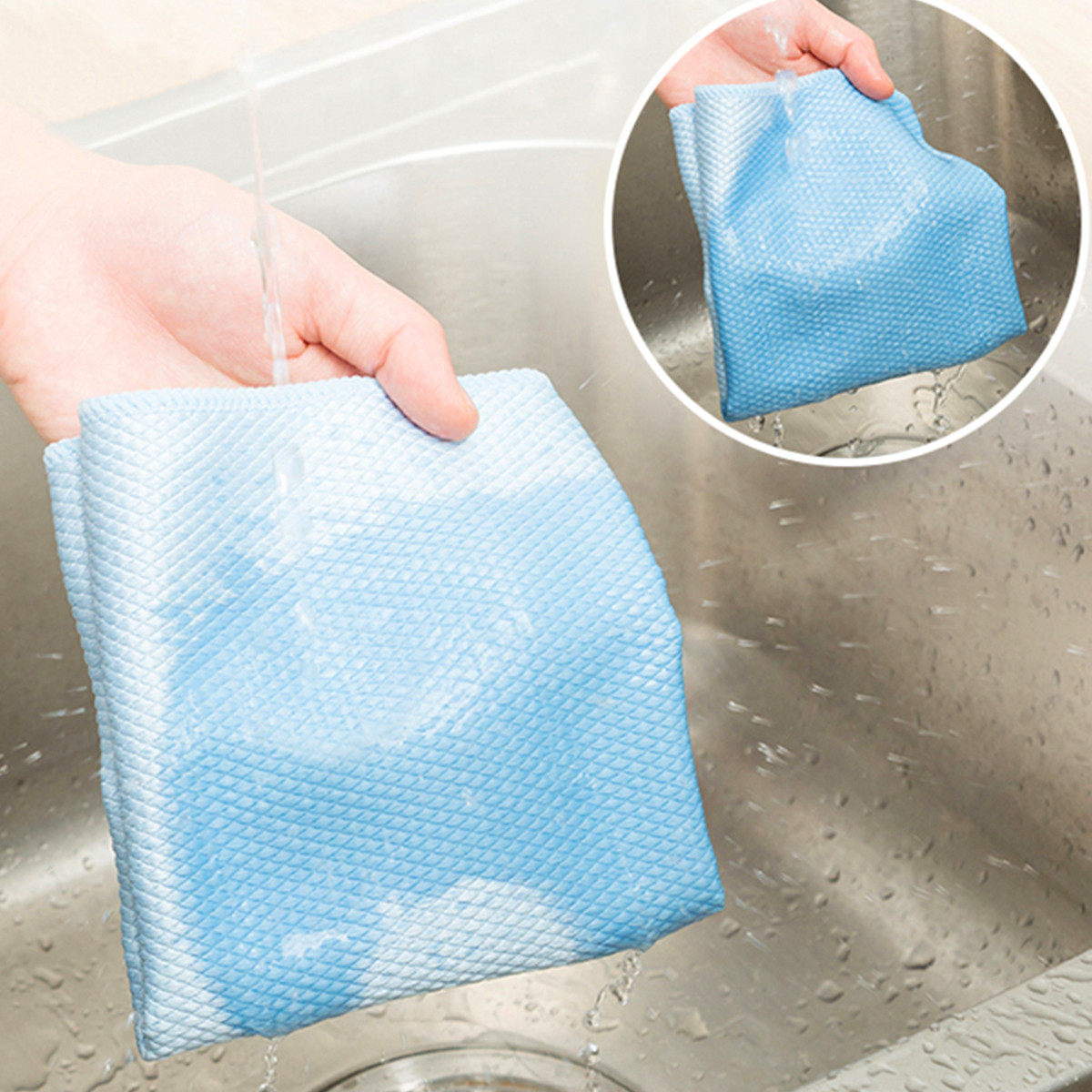 3条装洗碗布 鱼鳞抹布家务厨房毛巾清洁布擦桌布洗碗巾