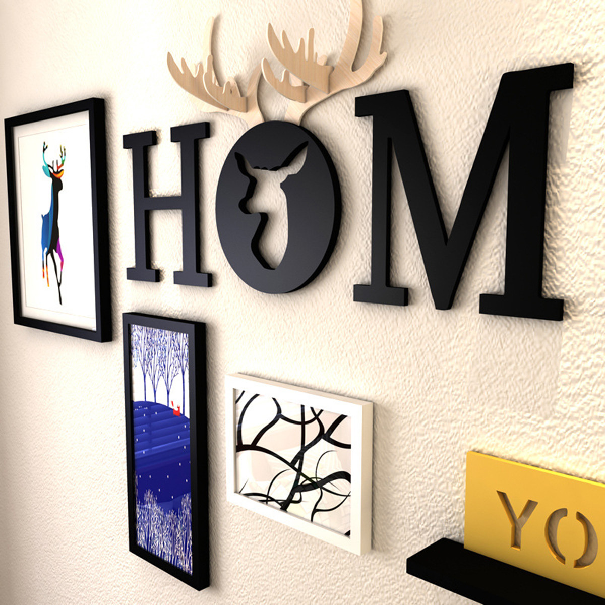 2019相框北欧创意字母画框组合客厅沙发背景个性墙面照片墙